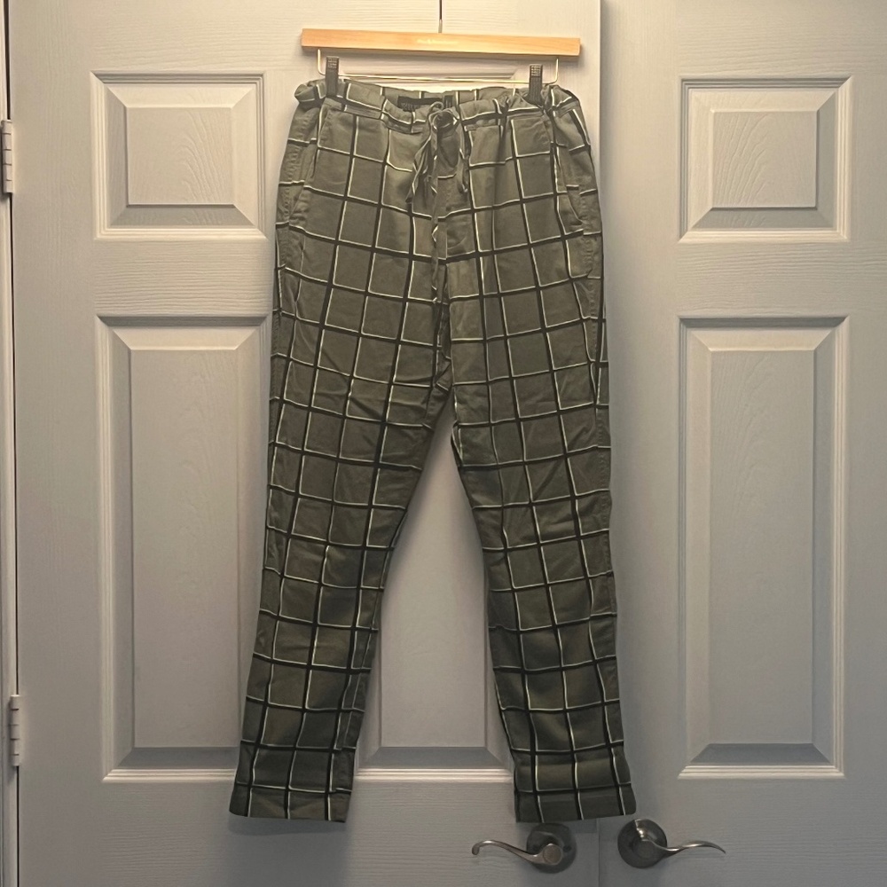 Wildfang Green, yellow, and black drawstring pant, SM